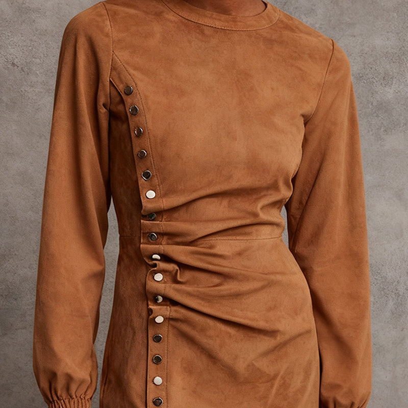 Women's Western Retro Style Autumn And Winter New Suede Dress - Eliza-Warszawa