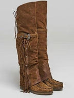 Women's over-the-knee tassel rivet flat high boots - Eliza-Warszawa