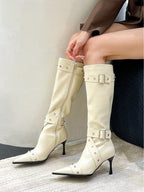 Women's pointed-toe studded high-heeled fashion boots - Eliza-Warszawa