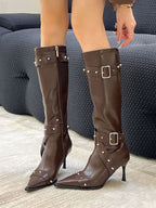 Women's pointed-toe studded high-heeled fashion boots - Eliza-Warszawa