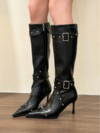 Women's pointed-toe studded high-heeled fashion boots - Eliza-Warszawa