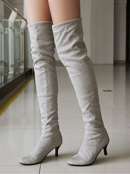 Women's suede solid color high boots - Eliza-Warszawa