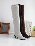 Women's suede solid color high boots - Eliza-Warszawa