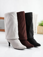 Women's suede solid color high boots - Eliza-Warszawa