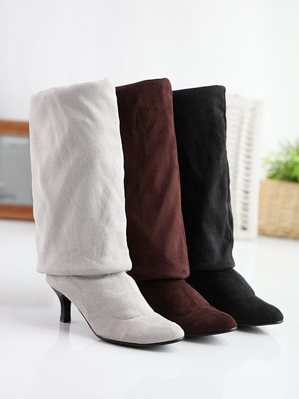 Women's suede solid color high boots - Eliza-Warszawa