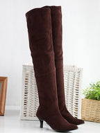 Women's suede solid color high boots - Eliza-Warszawa