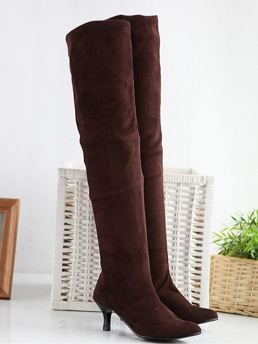 Women's suede solid color high boots - Eliza-Warszawa