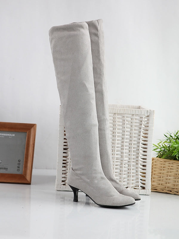 Women's suede solid color high boots - Eliza-Warszawa