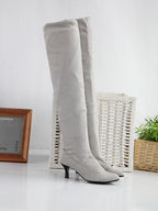 Women's suede solid color high boots - Eliza-Warszawa
