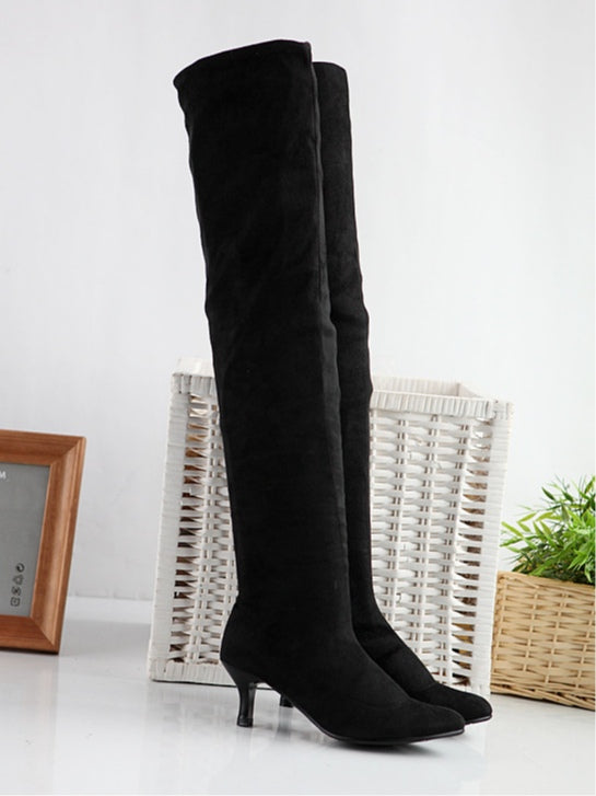 Women's suede solid color high boots - Eliza-Warszawa