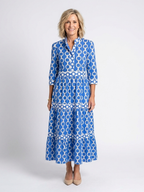 Ysolde - Three Quarter Sleeve Chain Pattern Midi Dress - Eliza-Warszawa