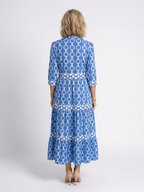 Ysolde - Three Quarter Sleeve Chain Pattern Midi Dress - Eliza-Warszawa