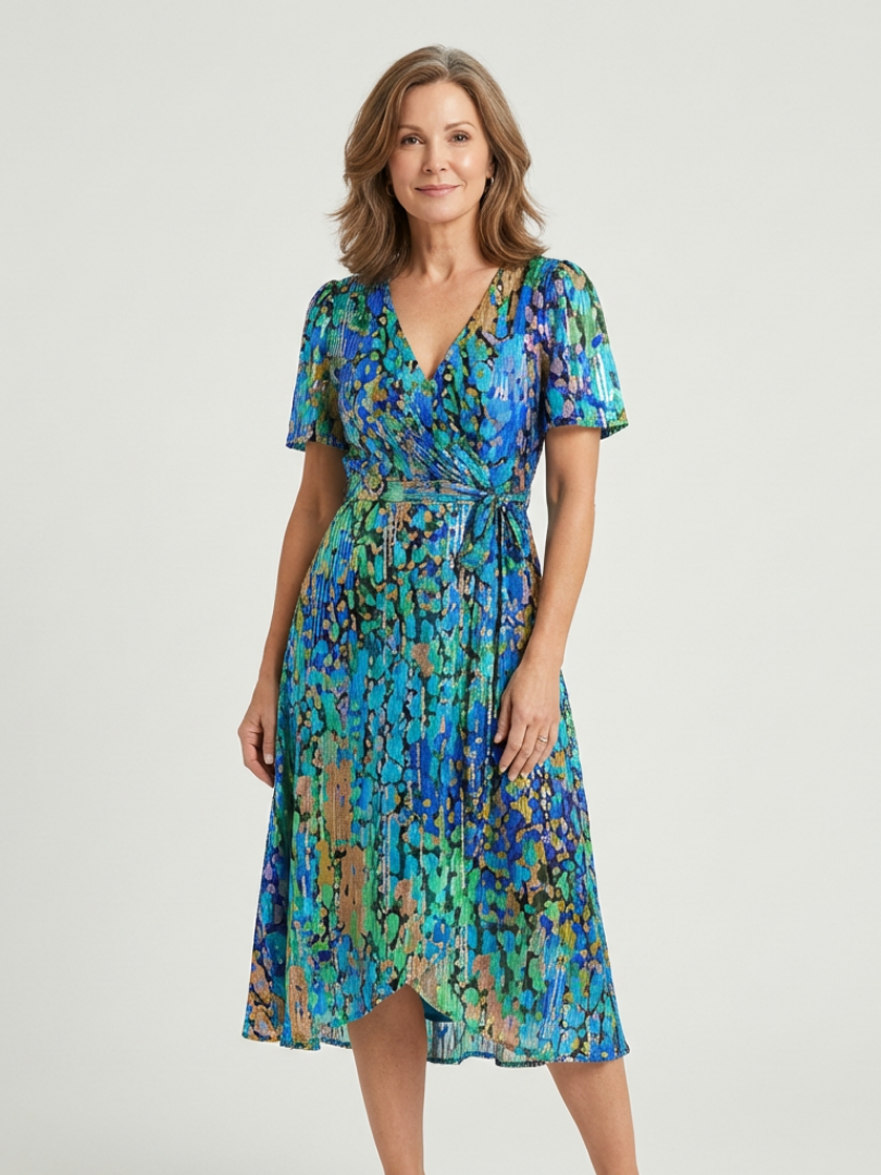Zafrina | Abstract Print Midi Dress - Eliza-Warszawa