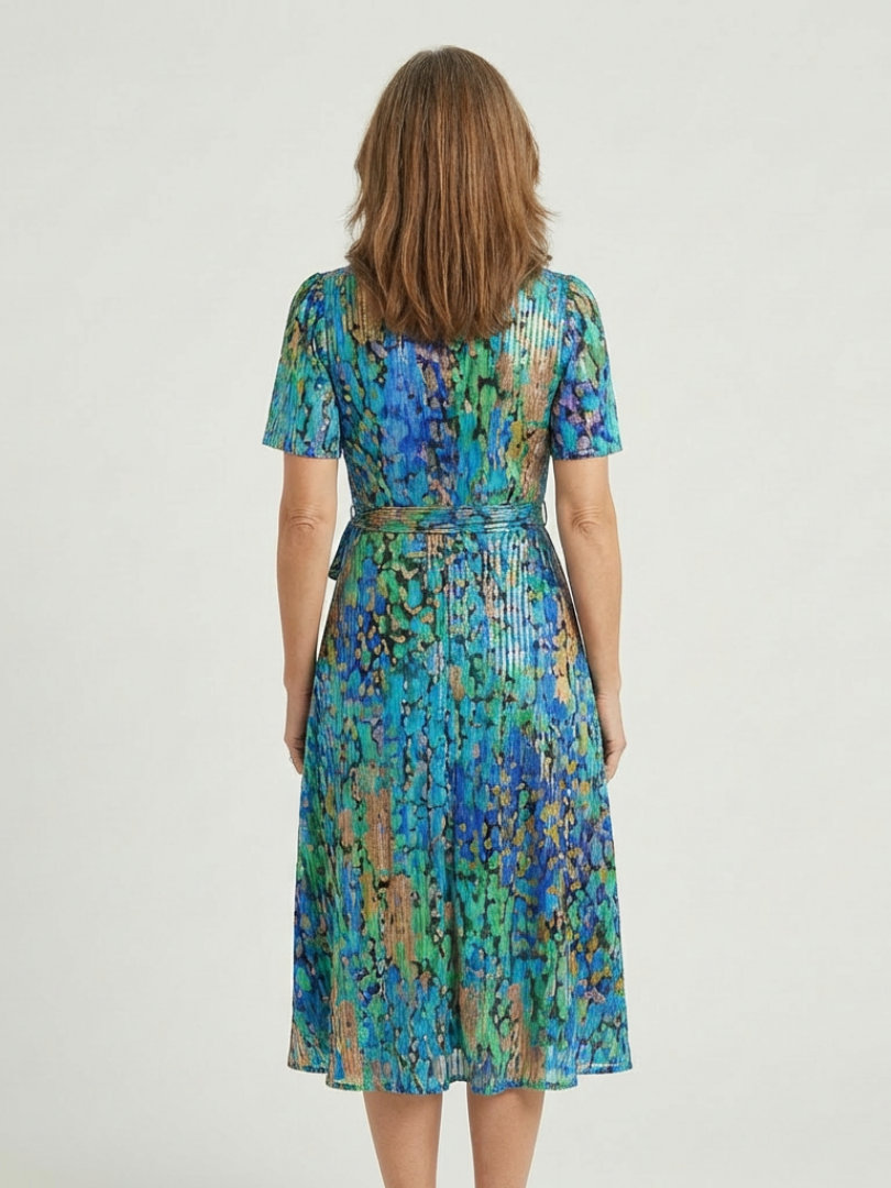Zafrina | Abstract Print Midi Dress - Eliza-Warszawa