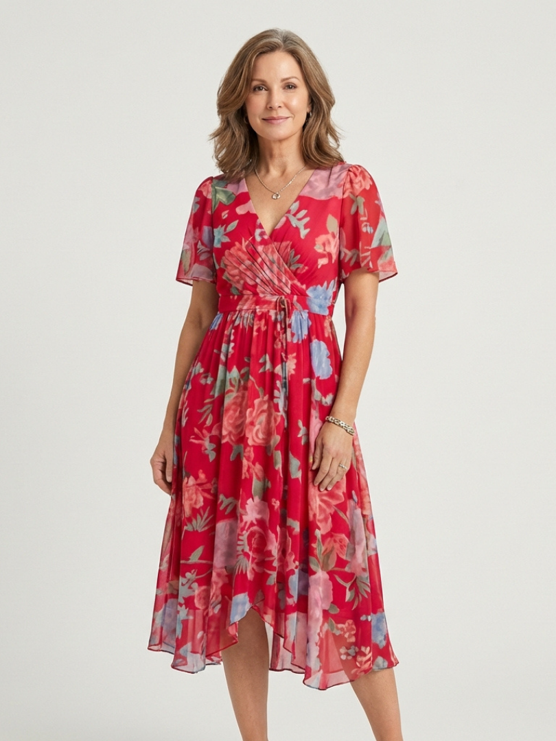 Zafrina | Abstract Print Midi Dress - Eliza-Warszawa