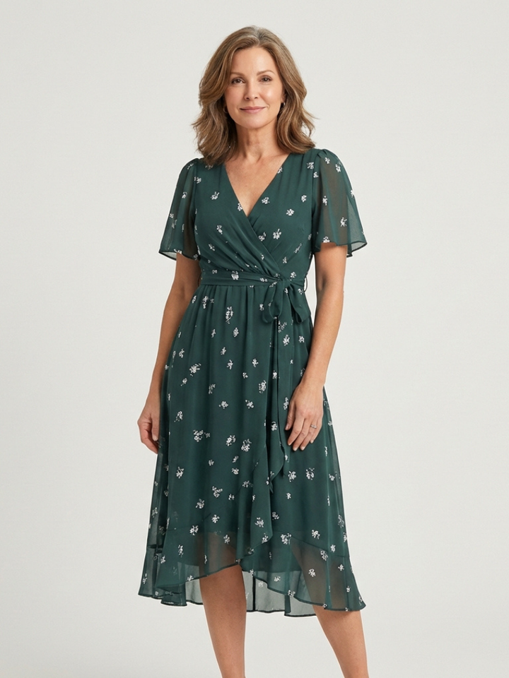 Zafrina | Abstract Print Midi Dress - Eliza-Warszawa