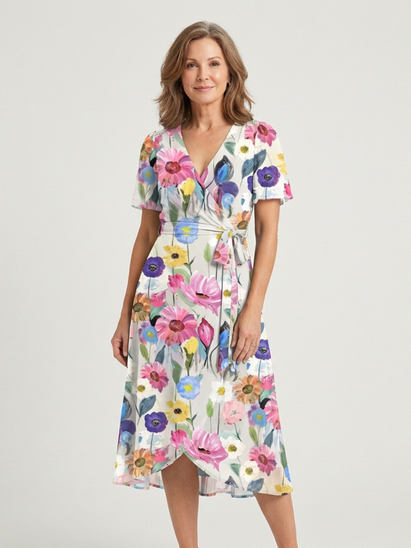 Zafrina | Abstract Print Midi Dress - Eliza-Warszawa
