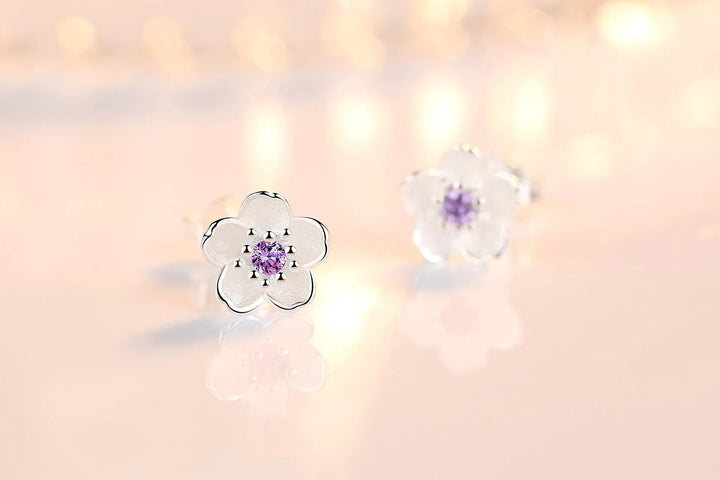 Zircon Flower Stud Earrings