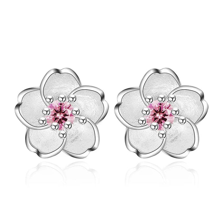 Zircon Flower Stud Earrings