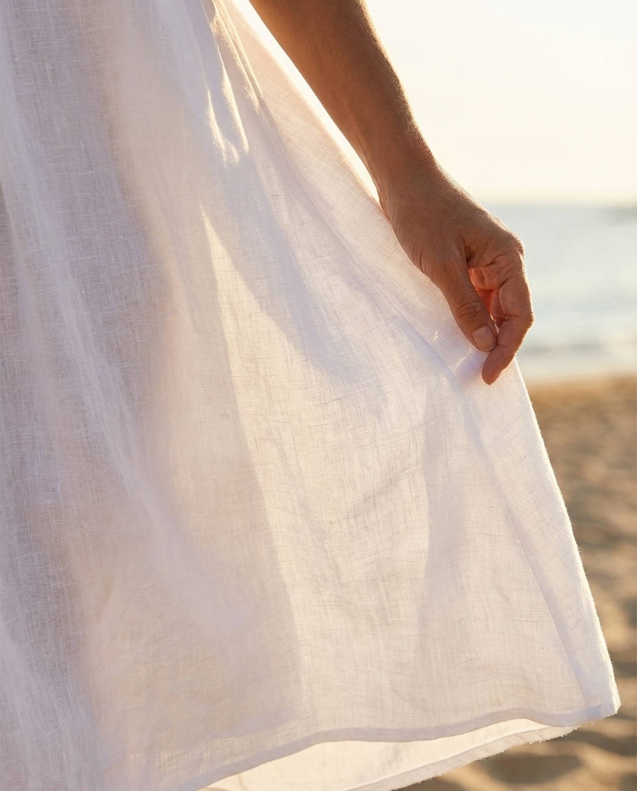 Zofia – Light linen dress with buttons - Eliza-Warszawa